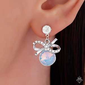 สร้อยคอและต่างหูคริสตัลสีฟ้าโอปอลปราโอปอลเครื่องประดับที่ดีพร้อมโบว์และดีไซน์เรืองแสง - Product Image 1