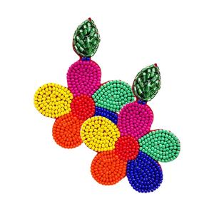 เครื่องประดับแฟชั่นเมล็ดพันธุ์ลูกปัดปักต่างหูจากอินเดียทำด้วยมือหลายสีต่างหูสำหรับผู้หญิงและเด็กผู้หญิง - Product Image 5