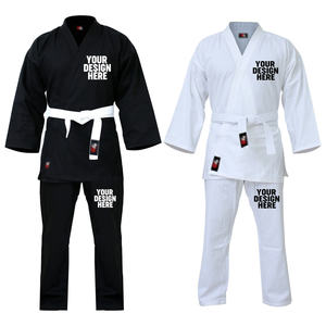 Uniforme de karaté personnalisable 100% coton unisexe pour adultes, vêtements d'arts martiaux, impression par transfert thermique, design de logo sur le devant - Product Image 1