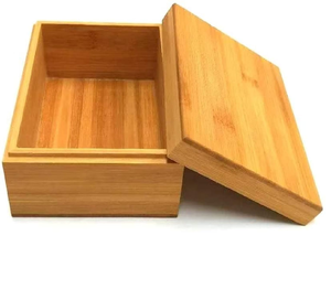 Boîte à beurre en bois, forme carrée, qualité supérieure, avec couvercle en bois et couteau - Product Image 5