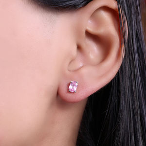 Pendientes de Zafiro Rosa Hechos a Mano en India, Joyería de Plata de Ley 925 para Mujeres y Niñas, para Usar en Ocasiones Especiales - Product Image 1