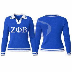 Zeta Phi เบต้าเสื้อสเวตเตอร์ถักลำลองสีเขียวสำหรับผู้หญิงพร้อมตัวอักษรพิมพ์ zpb เสื้อกันหนาวปรับแต่งโลโก้ได้ - Product Image 3