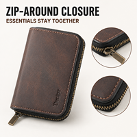 Dompet Kartu Denior V17 Vintage PU Kulit Imitasi Kapasitas Besar dengan Ritsleting Anti RFID dan Magnetik, Kompatibel dengan Casing Ponsel Magnetik