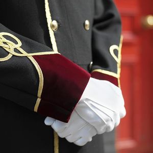 Gants de parade en coton blanc, gants d'inspection formels pour hommes et femmes, gants d'uniforme pour fanfare et garde d'honneur avec bouton-pression - Product Image 6