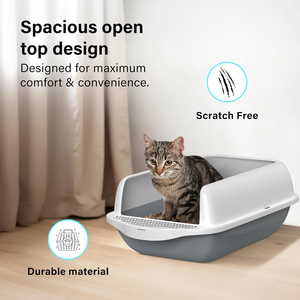 Bac à litière carré intelligent de grande capacité, matériau PP facile à nettoyer avec couvercle anti-éclaboussures et sable de 10kg inclus - Product Image 5