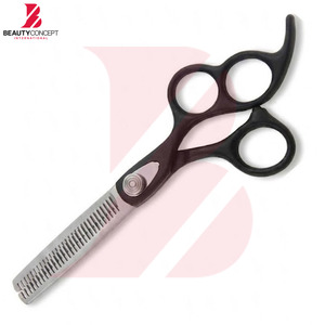 Tijeras de Peluquería Profesionales de Diseño Moderno con 3 Orificios, Mango de Plástico Negro, Acero Inoxidable, para Adelgazar el Cabello - Product Image 2