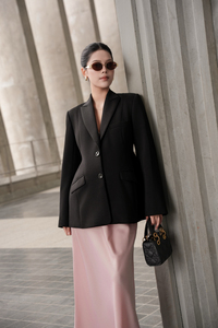 Summer Full Length Notched Collar Full Sleeve Hourglass <b>Blazer</b> 2 Piece Long <b>Set</b> Solid Woven Breathable Office Formal OEM - Product Image 3