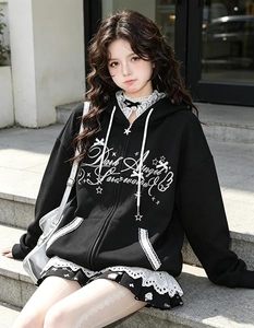 Black Star Graphic Pullover <b>Hoodie</b> with Embroidered Design 100% Cotton Fleece Casual Oversized Streetwear Fashion - Product Image 6