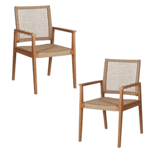 Fauteuils en rotin et bois de teck fabriqués en Indonésie, chaises de jardin pour la salle à manger, en vente - Product Image 6
