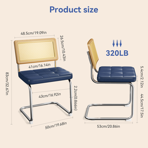 Ensemble de 4 chaises de salle à manger modernes de style mid-century Breu en rotin naturel avec dossier en bois massif pour cuisine, salon, salle à manger - Product Image 3