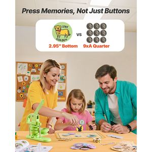 Máquina para hacer botones DIY con mango ergonómico 2,95, fabricante de pines de plástico, 100 Uds., piezas de botón, cortador circular, llave de libro reforzada verde - Product Image 2