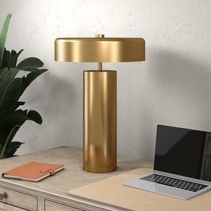 Luxury Gold Metal Table <b>Lamp</b> Mid Century Modern 1 Light Drum Shade Bedside <b>Lamp</b> for Home Living Room Office Decor - Product Image 5