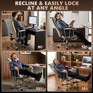Sedia da Ufficio Direzionale in Pelle PU Grigia con Vibrazione a 6 Punti e Base Girevole in Nylon - Product Image 6