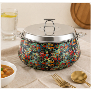 Casserole isotherme de luxe haut de gamme à motif mosaïque, en acier inoxydable à double paroi, pour garder les aliments au chaud, avec fonction de service thermique, en promotion - Product Image 4