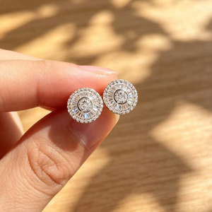 Pendientes de Plata de Ley 925 con Diamantes Moissanite de Corte Redondo VVS en Forma de Baguette, Joyería de Moda para Mujer, Regalo de Joyería Nupcial - Product Image 1