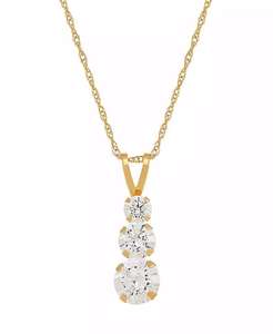 Collana con tre pietre in zirconi cubici in oro giallo 14k | Macy's - Product Image 1