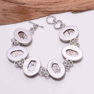 Pulsera de Howlite Blanca con Plata, Estilo Boho Vintage, Hecha a Mano, Joyería con Piedras Preciosas, Regalo para Ella - Product Image 5