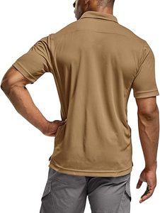 Polo à manches courtes pour homme, couleur unie, séchage rapide, tricoté, coupe classique, style décontracté, beige - Product Image 6