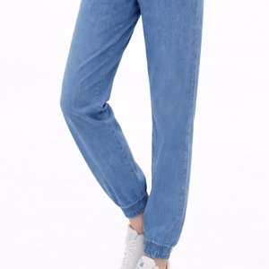 <b>Women's</b> High Waist Denim <b>Jogger</b> Pants <b>Straight</b> Loose Fit Full Length Casual Drawstring With Pockets Solid Color Spring Style - Product Image 5