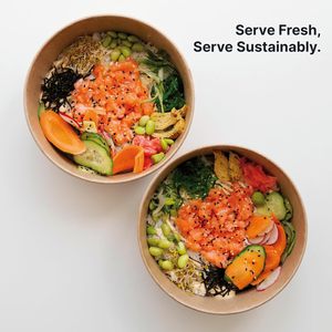 Uchampak Ready Bulk Biodegradable Recyclable Disposable Square Kraft <b>Paper</b> Salad <b>Bowl</b> with PP Lid for Travel - Product Image 3