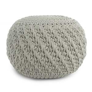 Pouf Nisi rotondo grigio chiaro lavorato a maglia da esterno/interno - Product Image 1
