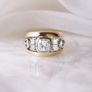 Igi/gia แล็บตัดเพชรวินเทจ14K สีเหลืองแหวนแต่งงาน/งานหมั้นใส่ได้ทั้งชายและหญิงสีขาวทองคุณภาพดีสำหรับงานปาร์ตี้ครบรอบ-คุ้มค่า - Product Image 1