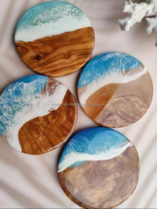 Best Quality Wooden & Resin Round <b>Coaster</b> with Ocean Waves at Best Price - Product Image 3