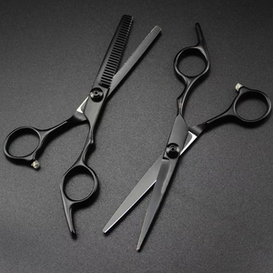 Ciseaux de coiffure professionnels en acier japonais noir à vis, pour coupe et effilage des cheveux, pour barbier et coiffeur - Product Image 2