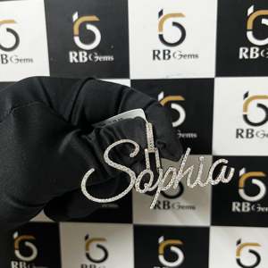 จี้ชื่อโซเฟีย ดีไซน์ลายมือแบบกำหนดเอง ประดับเพชรโมอิสซาไนต์ VVS เงินแท้ 925 สไตล์ฮิปฮอป ชุบทองคำขาวและทองคำ  รูปทรงกากบาท - Product Image 3