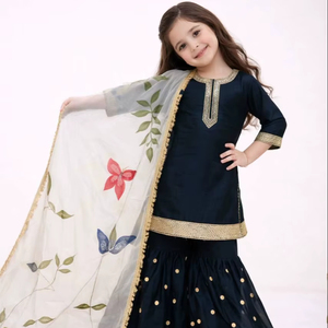 Ensemble Salwar Kameez pour filles, vêtements de fête pour enfants, haut lourd de créateur - Product Image 1