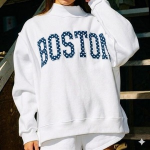 Sweat-shirt décontracté en molleton brodé à col montant et manches longues pour femme, style streetwear doux et tricoté, idéal pour l'automne et l'hiver - Product Image 6