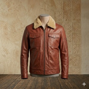 Winter Leather Jackets Pure Leather Jacket Men 100% <b>Genuine</b> Leather Puffer Collar Waterproof & Breathable All Sizes - Product Image 1