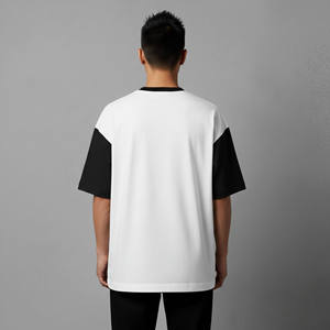 เสื้อยืดโอเวอร์ไซส์ผู้ชายรุ่นใหม่ล่าสุดปี 2026 สีขาวดำตัดกัน แขนสั้น สไตล์สตรีท พิมพ์ลายตัวอักษร คอกลม ทรงพอดีตัว - Product Image 5