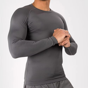 T-shirt de compression pour homme avec logo frontal, 100 % coton, respirant, séchage rapide, vêtement de sport décontracté, fitness, sportswear, activewear - Product Image 2
