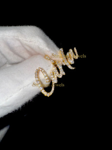 Collar con Colgante de Letra Inicial Cursiva Personalizada en Oro Sólido de 10K Estilo Hiphop de Moda, con Diamantes Naturales, Regalos Personalizados - Product Image 4