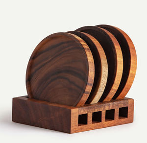 Sous-verres en bois de haute qualité, accessoires de table personnalisables, tapis de table avec sous-verres en bois de style classique - Product Image 6