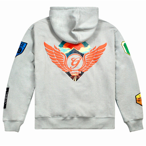 Sweat à capuche zippé oversize épais délavé à l'acide 450g 100% Coton avec patch brodé et design sérigraphié personnalisé Automne - Product Image 2