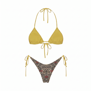 Conjunto de Bikini Premium de 240 g/m², 100% Poliéster, Traje de Baño de Lujo con Top Triangular y Tanga con Lazos Laterales, Tela Elástica, Tacto Suave - Product Image 2