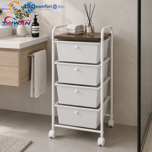 Chariot de rangement mobile à 4 tiroirs, chariot utilitaire avec cadre métallique, fabriqué à Taïwan - Product Image 5