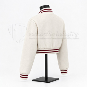 Custom <b>Women</b> <b>Varsity</b> Bomber <b>Jacket</b> Plain College <b>Jacket</b> Burgundy Trim Premium Streetwear Outerwear - Product Image 4