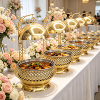 Plats de service de luxe pour fêtes de mariage, chauffe-plats de buffet, chauffe-plats de traiteur en acier inoxydable, chauffe-plats suspendus – Vente directe usine