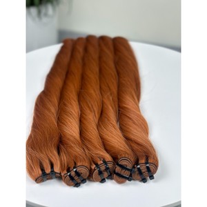 Extensions de cheveux vierges vietnamiens en cuivre, couleur roux gingembre, trame plate, soyeuses, lisses et brillantes, ultra-lisses, double tirage, vente en gros - Product Image 1