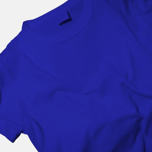 T-shirt bleu pour homme à col rond et manches courtes, coupe classique, couleur unie, tricoté, design uni, en coton - Product Image 2