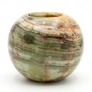Elegantes Macetas de Piedra de Ónix Multicolor Verde, Exquisitas Macetas Rústicas de Piedra Arenisca para Flores, Macetas Decorativas de Piedra Verde Multicolor - Product Image 1