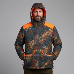 Chaqueta de Caza Reversible Camuflaje a Naranja Fluorescente, Ropa de Caza para Exteriores con Capucha, Bolsillos con Cremallera, Tela Ligera y Resistente - Product Image 3