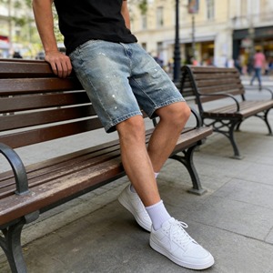 Men's Summer American High Street Denim <b>Shorts</b> Slim Fit 5-Point Casual Mid Pants Fashion - Product Image 4