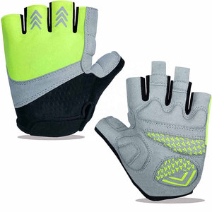 Guantes de carreras transpirables de medio dedo Cy, guantes adhesivos grises y verde lima, guantes de carreras unisex de poliéster transpirable - Product Image 1