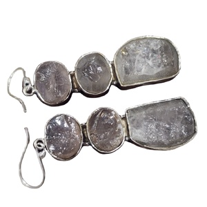 925 boucles d'oreilles en argent Sterling excellente qualité concepteur fait à la main naturel blanc Rose Quartz pierres précieuses bijoux de Piercing fin - Product Image 1