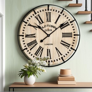 Reloj de Pared Náutico de Madera de Cedro Hecho a Mano con Rayas Azules y Blancas, Venta al por Mayor en Moradabad - Product Image 5