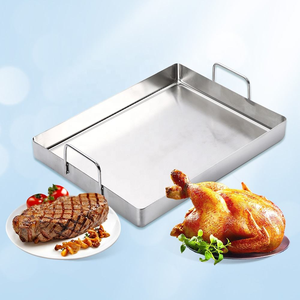 Bandeja Rectangular Metálica para Servir con Asas, Bandeja Profunda de Acero Inoxidable para Alimentos, para Cocina, Restaurante y Catering - Product Image 5